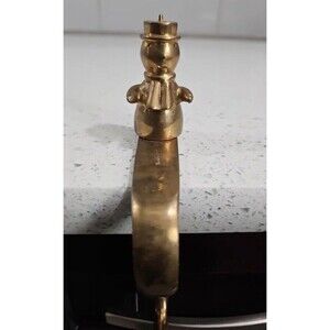 Solid Brass Christmas Stocking Hanger Snowman Vintage